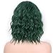 ENTRANCED STYLES Synthetic Wigs for Women Green Color Bob Curly Wig with Side Parting Heat Resistant Fiber Womens Wig for Cosplay,Party&Daily Use Costume Wig