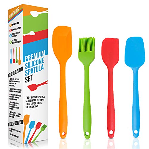 K-Home Silicone Spatula Set – Heat Resistant And Non-Stick Spatulas For Cooking, Baking And Mixing (4 Pack)