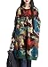 Minibee Women's Scoop-Neck Graphic Three-Quarter-Sleeve Short Straight Dress, Style 5 Green, One Size