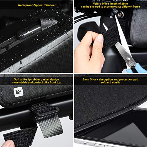 image for Sodee Bike Bag Top Tube Bag Front Tube Frame Bag Double Zipper Design 
