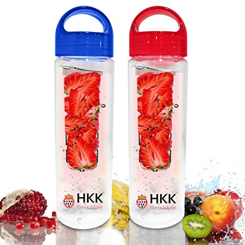 SET OF TWO (2) Flavor Fruit Infuser Water Bottles - Two Premium BPA-Free 22 Ounce Infusion Cup - Money Saving Set - Easy and Healthy Way to Hydrate and Detox