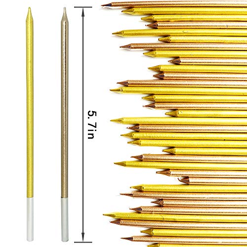 36 Pieces Metallic Birthday Candles- Cake Candles Cakes Decorations in Birthday Party (18 pc Gold and 18 pc Champagne Gold)