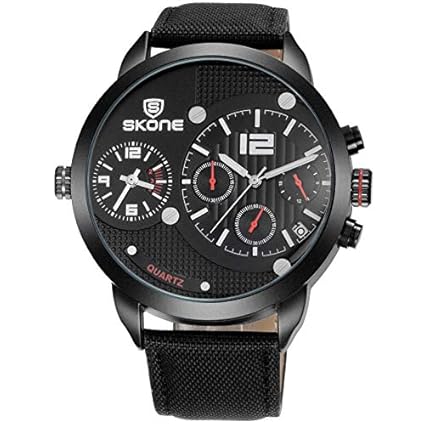 SKONE Japanese Quartz Multifunctional Casual Sport Style Waterproof Wristwatch for Men Skone 6164 - Black