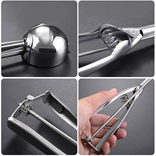 Besmon Cookie Scoop Set, Stainless Steel Cookie Scoops with Trigger Release, Include Large-Medium-Small Sizes Balls for Perfect for Cookie, Ice Cream, Cupcake, Muffin, Meatball