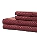 Brushed Microfiber Sheet Set- 4 Piece- Embossed Checkered Bed Linens- Deep Pocket Fitted & Flat Sheets, 2 Pillowcases by Lavish Home (Queen, Burgundy)