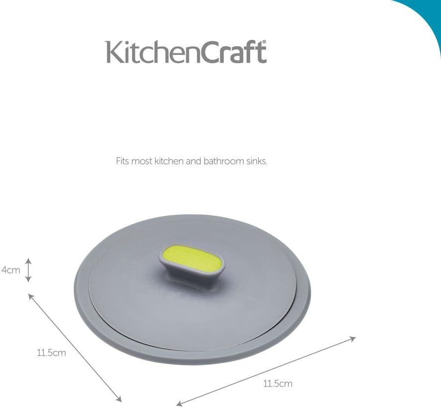 KitchenCraft 2-in-1 Plastic Plug and Sink Strainer, 11.5 cm (4.5") - Grey/Green - Image 5