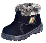 DADAWEN Boy's Girl's Suede Leather Outdoor Waterproof Fur Lined Winter Snow Boots (Toddler/Little Kid/Big Kid)