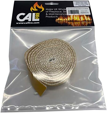 CHIMSOC White Thermal Self Adhesive Tape for Stove Glass - 25mm x 2mm x 2 Metres