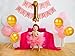 Pink and Gold First Birthday Decorations - 40 Inch | Happy Birthday Sign for Pink Birthday Decorations | 1st Birthday Decoration for Girls and Boy | Gold One Balloon for First Birthday Decorations