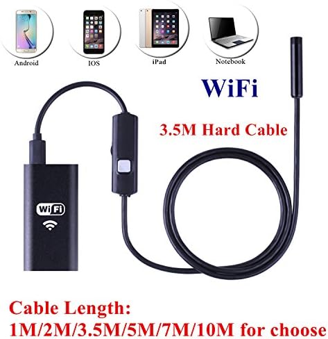 WiFi Endoscope Inspection iOS Android Wireless Borescope Snake Camera with 2.0 Megapixel Pixels USB Waterproof HD 6LED for iPhone 7/7Plus/6/6s,iPad,Samsung (8.0mm, 3.5M Hard Cable)