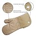 Heat Resistant Kitchen Oven Mitts 500 Degrees With Non-Slip Silicone Printed Set of 2 Oven Gloves for BBQ Cooking set Baking Grilling Barbecue Microwave Machine Washable Women and Man (Brown, Printed)