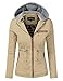 NINEXIS Women's Quilted Detachable Hood Zip Up Jacket Outwear