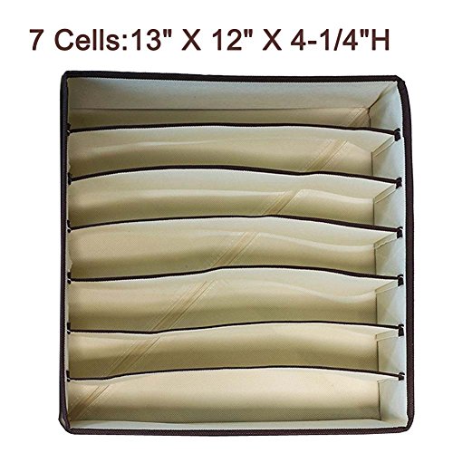 Metuu Foldable Clothing Drawer Organizer Underwear Organizer Drawer Divider Kit 4 Set for Underwear Bras, Socks, Neck ties and Scarves, Beige