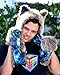 iHeartRaves Wolf Husky Animal Hood, Hat, Scarf and Paw Mittens Furry Hoodie (Electric Galaxy)