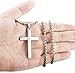 ORAZIO 3MM Stainless Steel Chain Cross Pendant Necklace for Men Silver Tone 24 Inches