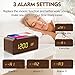 fomobest Wooden Alarm Clock with Wireless Charging for iPhone Samsung, Wood Digital LED Desk Clock for Bedroom, 3 Alarm Settings, Sound Control, Adjustable Brightness, Time Temperature (Brown)