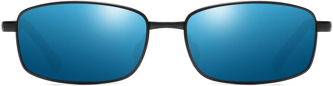 Wrap Polarized Sunglasses Rectangular Metal Frame Classic Style Large Size by ZHILE