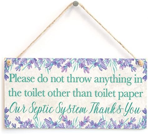 Hermosaa Please Do Not Throw Anything In The Toilet Other Than Toilet Paper Our Septic System Thanks You - Polite And Informative Septic Tank Sign Functional Interior House Sign 10"X5"