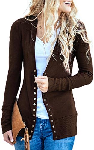 Women's V-Neck Button Down Knitwear Long Sleeve Soft Basic Knit Cardigan Sweater