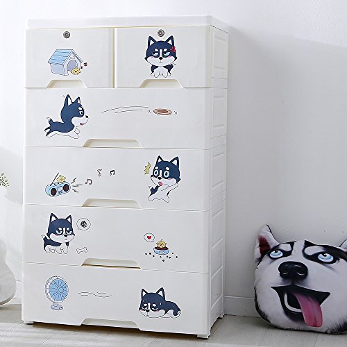 Nafenai Plastic Kids'Closet Wardcode Storage with 4 Drawers and 2 Cabinets for Clothes Toys