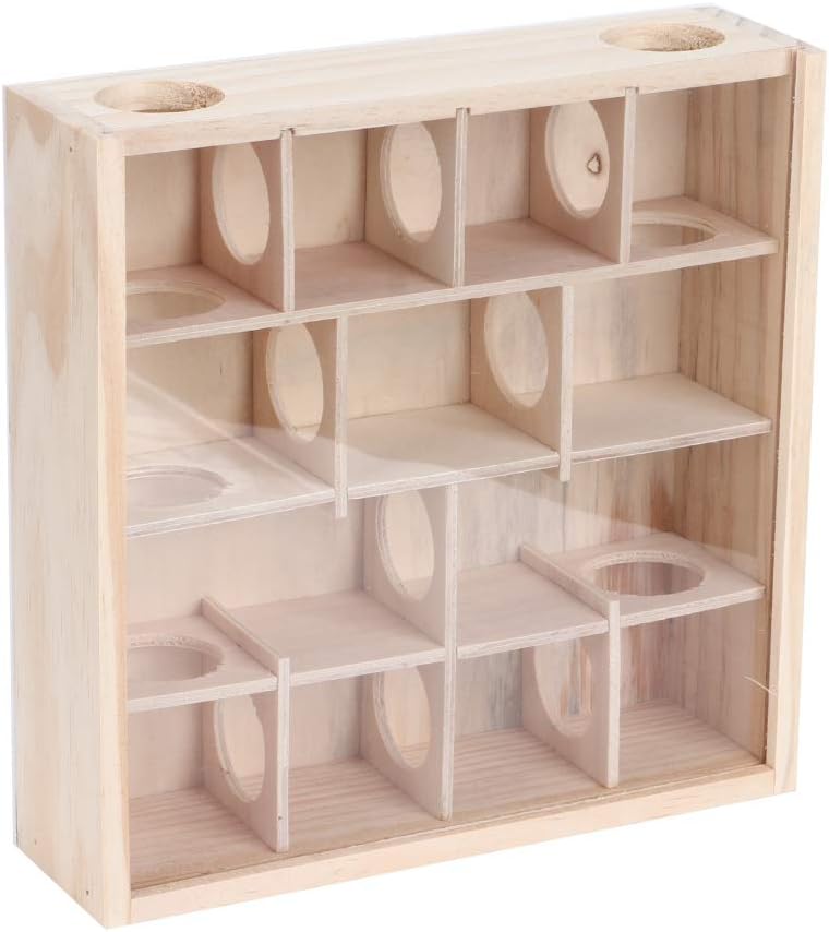 Zerodis Hamster Maze Toy, Natural Wood Rat House with Organic Glass Interactive Intelligent Small Pet Toy for Rat Mouse Mice Hamsters - Image 4