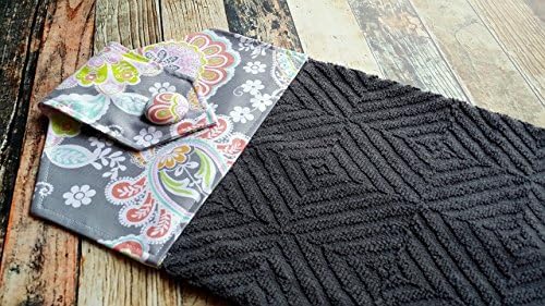 Colorful Paisley Floral Fabric Topped Gray Textured Hanging Towel Perfect for Kitchen or Bathroom