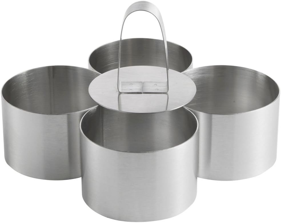 Magic Clover Pro Stainless Steel 4-Piece Food Ring Press Set Cooking Presentation Rosti Uk