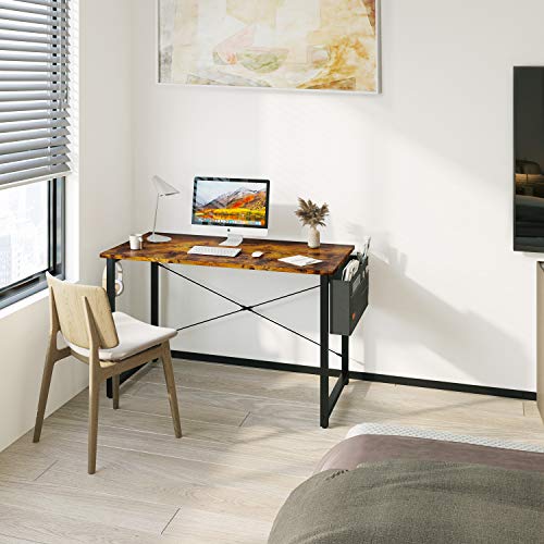 ODK Computer Writing Desk 47 inch, Sturdy Home Office Table, Work Desk with A Storage Bag and Headphone Hook, Vintage - Image 4