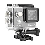 Sports Camera, Vikeepro 2.0 Inch 170 Degree Ultra-wide Angle Lens Full HD 1080p 12MP 98-Feet(30-meter) Waterproof Sports Diving Camera WiFi Remote Control Helmet Action Camera with Extra Battery