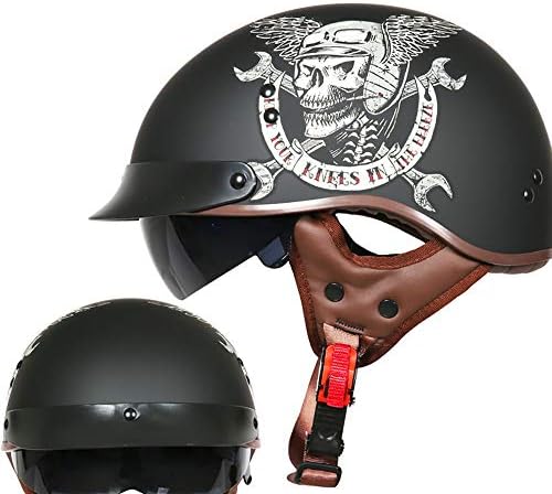 ヘルメットオートバイメンズハーフヘルメット日焼け止め女性用調整可能なサイズダイヤルdotハーフ