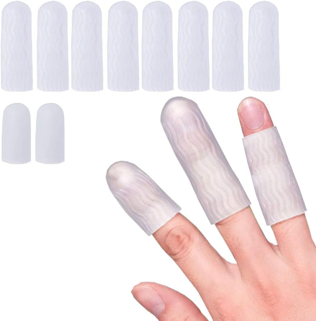 Mcvcoyh Finger Cots, 14 Pack Gel Finger Protector Finger Cots, Gel Finger Sleeves to Protect Fingertips, Hand Eczema - Image 4