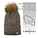 Braxton Knit Hat for Women - Fleece Fur Pom Beanie - Winter Merino Wool Ski Cap Dark Coffee