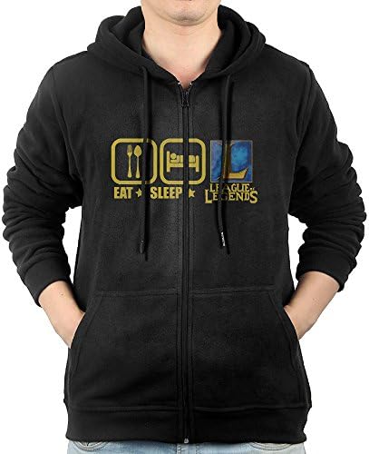 Eat Sleep And Play LOL League Of Legends Logo Zipper Sweatshirts For Men M Black