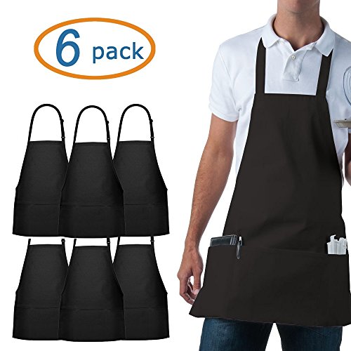 353 Chef Apparel Adjustable Bib Apron - 3 Pockets-Easy Care Twill-65/35 Cotton