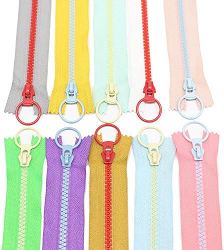 Meillia 10PCS 8 Inch Colorful Plastic Zippers #5 Close end Resin Zippers Vislon Zippers for Sewing Crafts Bags Clothes Decorating DIY Projects (8" 20cm)