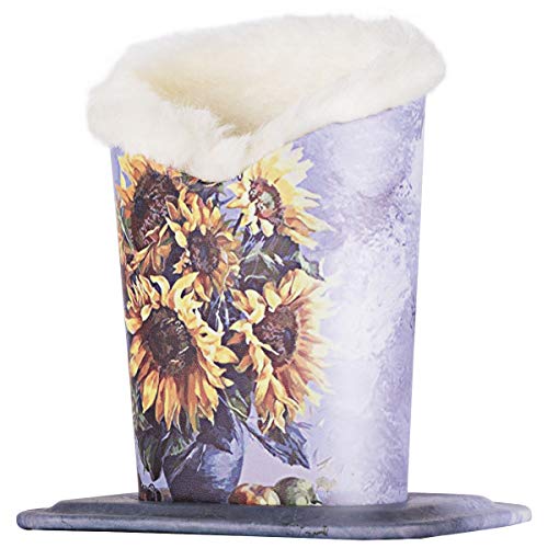 PG6 Plush Lined Eyeglasses Holder Stand Case Protective Glasses Case for Desks, Sunflower