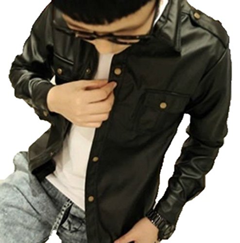 Amazon Richie Rosa シャツ ボタンダウンシャツ レザー調 春物