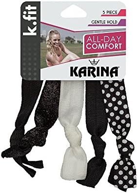 Karina K.Fit Soft Hair Ties, Black &amp; White