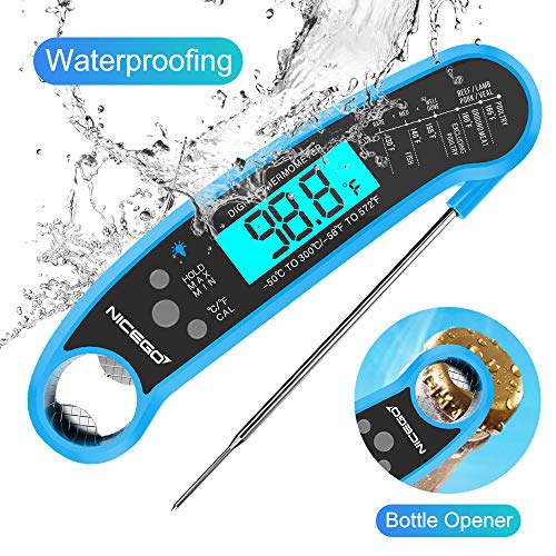 NiceGo Digital Instant Read Meat Thermometer with Probe Fast Waterproof Thermometer with Back light and Calibration. Digital Food Thermometer for Cooking, Kitchen, Outdoor Cooking, BBQ Grill. - Thumbnail 3
