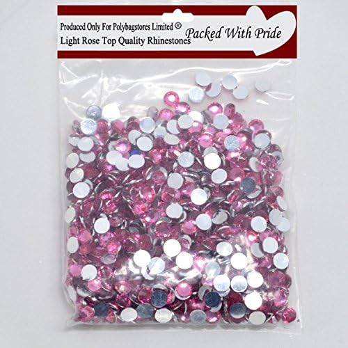 PACK OF 2,000 LIGHT ROSE - 3mm Top Quality Flat Back Rhinestone Diamanté Gems 21 Colours Available In Many Quantities - These Stones Are Manufactured And Factory Sealed Only For Polybagstores Limited® (Pack of 2,000, Light Rose)