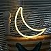 DELICORE Decorative LED Moon Shaped Neon Night Light with Warm White Lamp-Neon Night Light Operated by Battery/USB for Children's Room Party Christmas Wedding Decoration