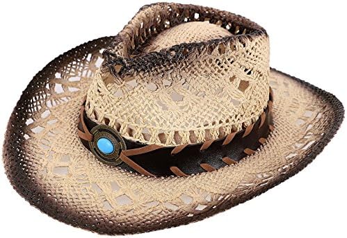 Classic Western Straw Cowboy Sun Hat Cap Sun Protective