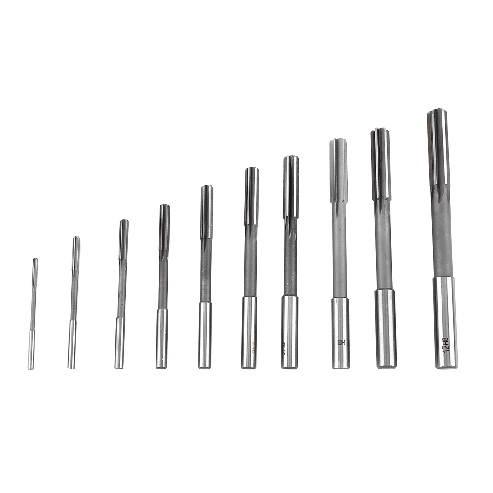 Syrisora 10 Pieces HSS H8 Cylinder Shank Clamping Machine, Reamer Steel Machine Reamer 3/4/5/6/7/8/9/10/11/12 mm