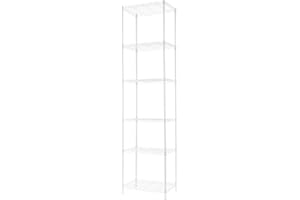 REGILLER 6 Wire Shelving Steel Storage Rack Adjustable Unit Shelves for Laundry Bathroom Kitchen Pantry Closet (16.7L x 11.9W x 64H, White)