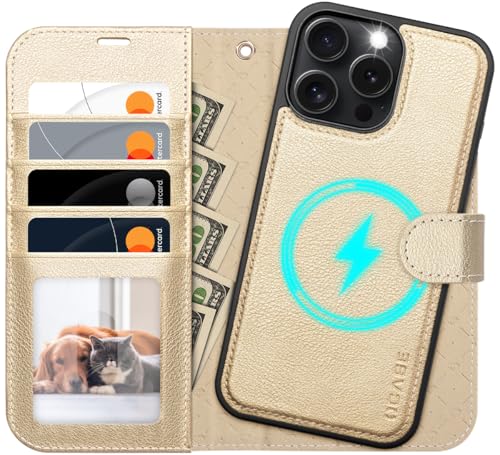 OCASE Kompatibel für iPhone 16 Pro Max Hülle (2in1) Leder Stoßfestes Golden