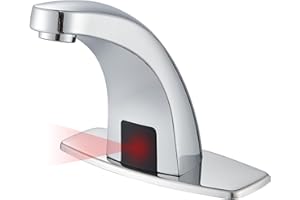 DanPiang Chrome Automatic Touchless Bathroom Faucet Commercial Motion Sensor Bathroom Sink Faucet with Deck Plate Brass Hands