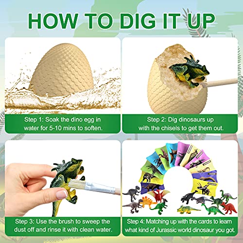 EARTH'SCODE Dinosaur Eggs Excavation Dig Kit, 12 Dino Egg with 12 Cute Unique Dinosaurs Inside Toys for Best Holiday & Birthday Archaeology Science STEM Crafts Gifts for Kids 3-12 Years Old