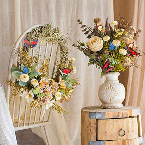 HOWLT Butterfly Stakes, 60PCS 14in Garden Butterfly Ornaments Waterproof Butterflies Decorations for Yard Patio Outdoor