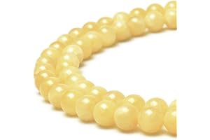 MJDCB Natural Yellow Marble Jade Round Stone Beads for Jewelry Making DIY Bracelet Necklace (6mm)