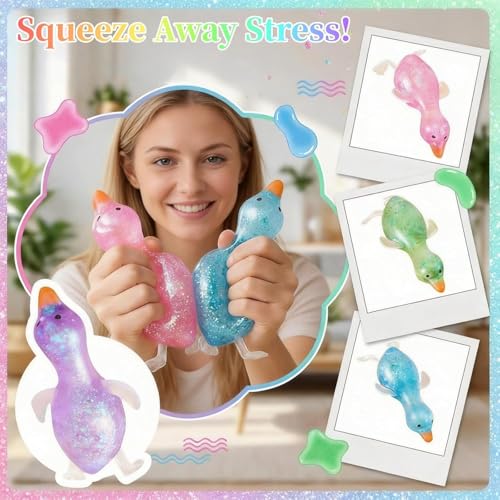 SLEEPHEAD®Cute Duck Squishy Stress Ball - Ultra Squishy Slow Rising Sensory Fidget Toy, Soft Moldable Gel Ball for Anxiety Relief, Calming Tool for Focus & Concentration, Fun Gift for Adults (Blue)